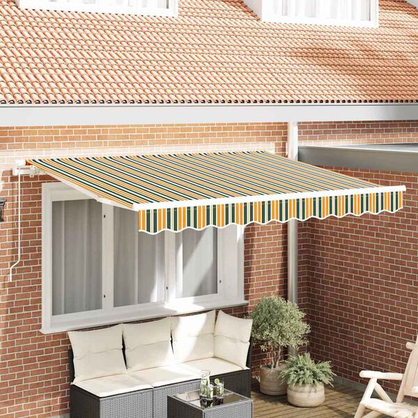 vidaXL Telo di ricambio per tenda da sole Verde e giallo 3,5 x 2,5 m