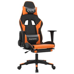 vidaXL Sedia da Gaming con Poggiapiedi Nero e Arancione in Similpelle
