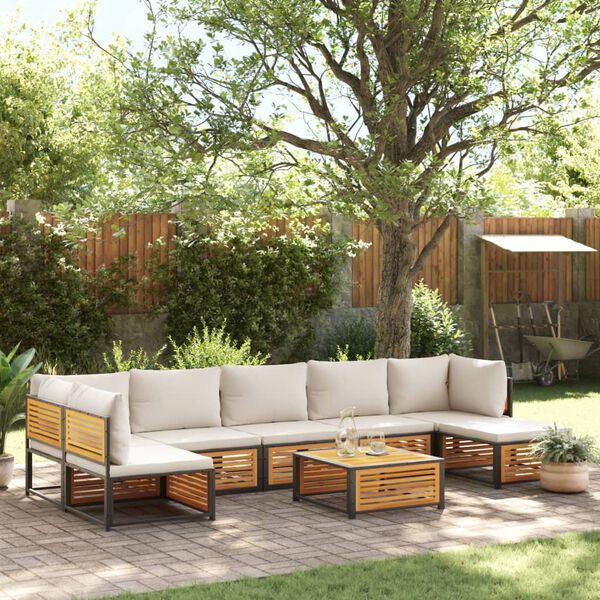 vidaXL Set Divano da Giardino 8pz con Cuscini Legno Massello di Acacia