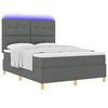 vidaXL Letto a Sorgente LED Grigio scuro 160 x 200 cm Tessuto