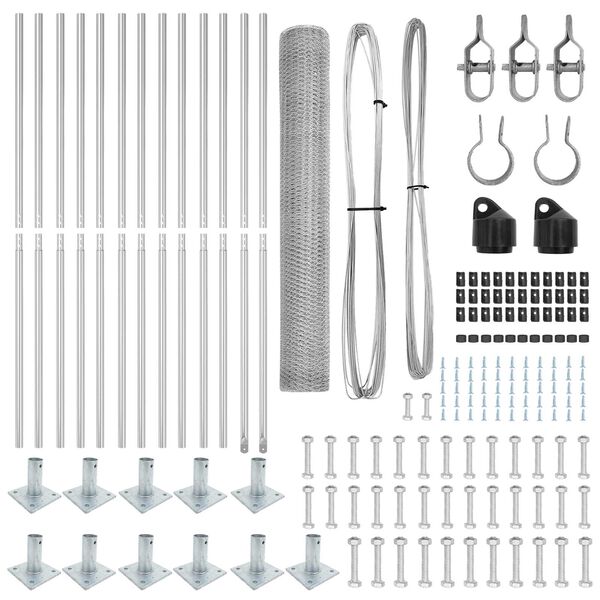vidaXL Palo della recinzione Argento 25 x 1 m (25 mm rete) Acciaio