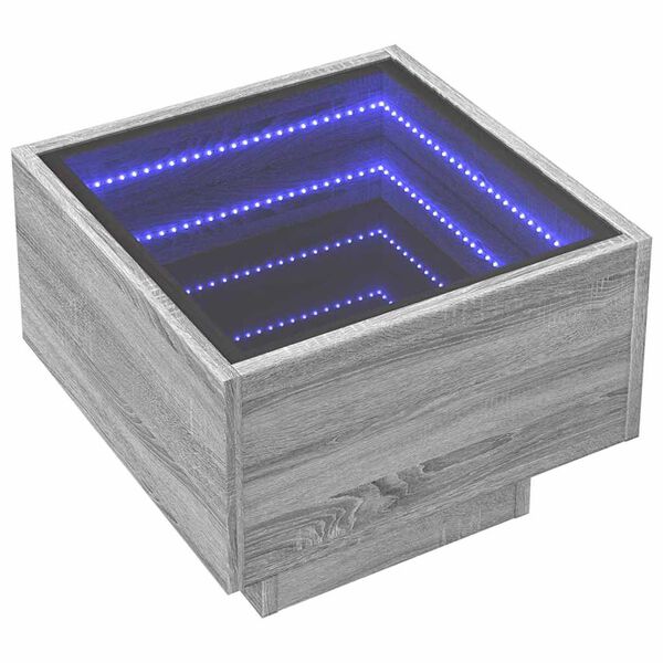 vidaXL Tavolino con LED Grigio Sonoma 40x40x30 cm in Legno Multistrato