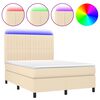 vidaXL Letto a Molle con Materasso e LED Crema 140x190 cm in Tessuto