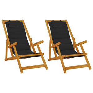 vidaXL Sedia da spiaggia 2 pcs Marrone Legno di Acacia Massello