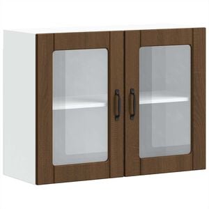 vidaXL Pensile da Cucina con Porta in Vetro Lucca Rovere Marrone