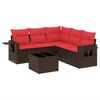 vidaXL Set Divani da Giardino 6 pz con Cuscini Marrone in Polyrattan