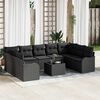 vidaXL Set Divano da Giardino con cuscino 10 pcs Nero Poly Rattan