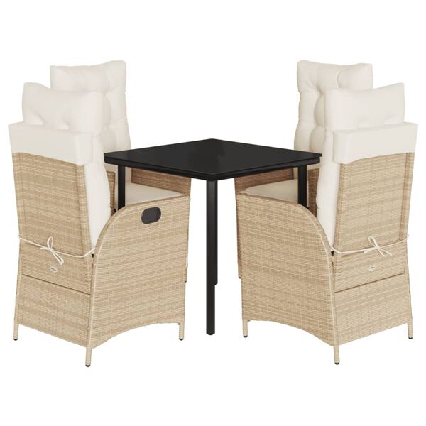 vidaXL Set da Pranzo da Giardino 5 pz con Cuscini Beige in Polyrattan