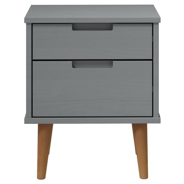 vidaXL Comodino MOLDE Grigio 40x35x48 cm in Legno Massello di Pino