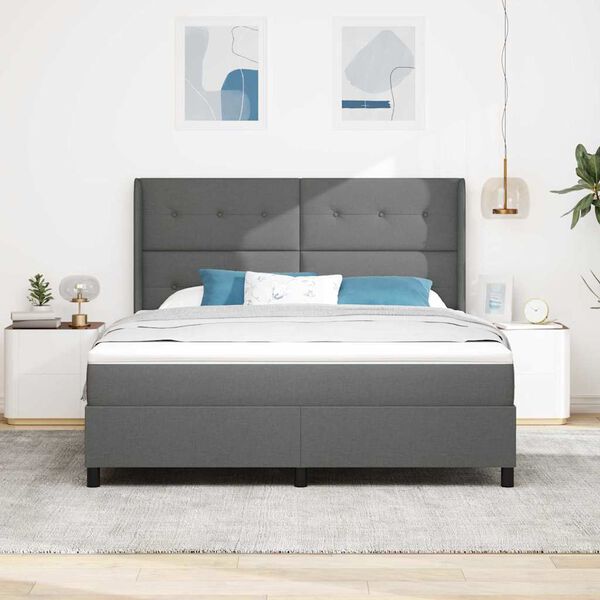 vidaXL Letto a molle con materasso Grigio scuro 180 x 200 cm Tessuto