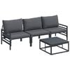 vidaXL Set Divano da Giardino 4 pz Nero Acciaio