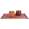 vidaXL Pouf e Tappeto 3 pz in Tessuto Patchwork