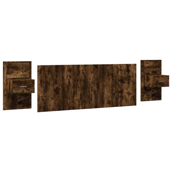 vidaXL Testiera per Letto con Comodini Rovere Fumo 200 cm Multistrato