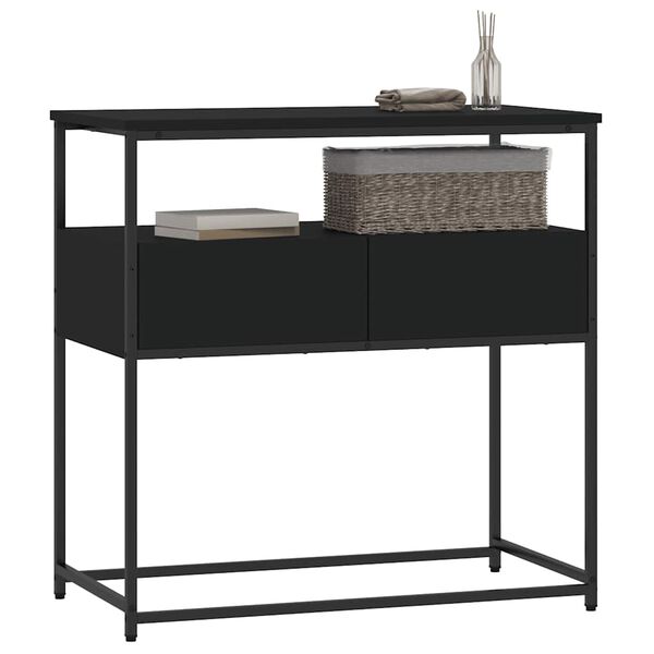 vidaXL Tavolino Consolle Nero 75x40x75 cm in Legno Multistrato