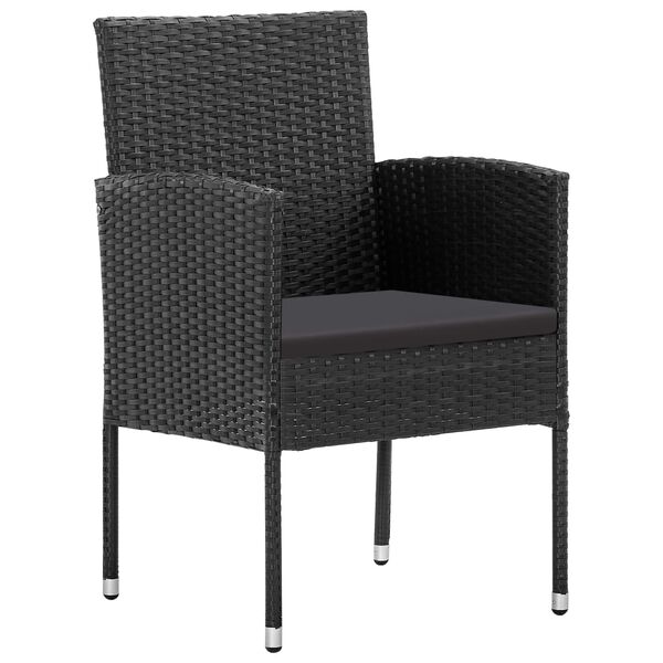 vidaXL Set da Pranzo da Giardino 9 pz Nero in Polyrattan e Acciaio