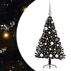 vidaXL Albero di Natale artificiale con luci integrate Nero 120 cm PVC