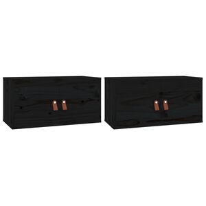 vidaXL Pensili 2 pz Neri 60x30x30 cm in Legno Massello di Pino
