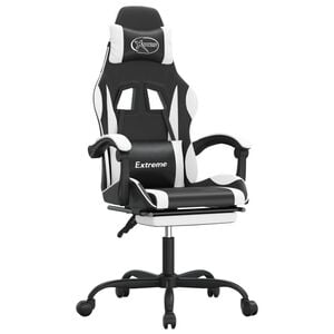 vidaXL Sedia da Gaming Girevole Poggiapiedi Nero e Bianco Similpelle
