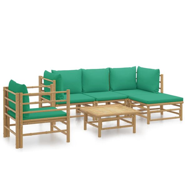vidaXL Set Salotto da Giardino 6pz con Cuscini Verdi Bambù
