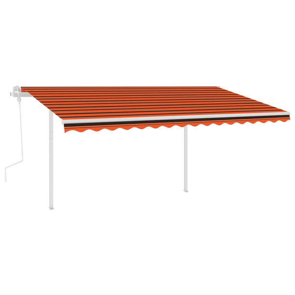 vidaXL Tenda da Sole Retrattile Manuale Pali 4,5x3,5 m Arancio Marrone