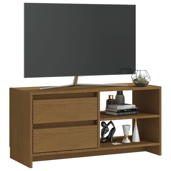 vidaXL Mobile Porta TV Marrone Ambra 80x31x39 cm in Legno di Pino