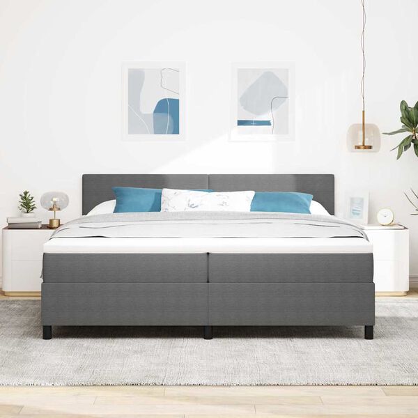 vidaXL Letto a Sorgente LED Grigio chiaro e bianco 200 x 200 cm