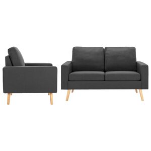 vidaXL Set di Divani 2 pz in Tessuto Grigio Scuro
