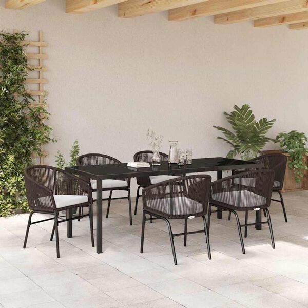 vidaXL Set da Pranzo per Giardino 7 pcs Marrone
