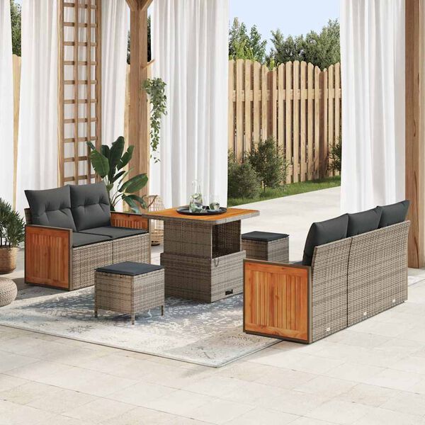 vidaXL Set Divano da Giardino con cuscino 8 pcs Grigio