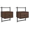 vidaXL Comodini a Muro 2pz Rovere Marrone 35x30x51cm Legno Multistrato