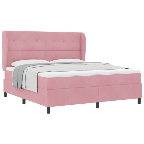 vidaXL Letto a molle con materasso Rosa 200 x 180 cm Velluto