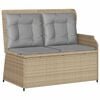 vidaXL Panca Reclinabile da Giardino con Cuscini Beige in Polyrattan