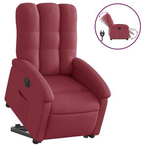 vidaXL Poltrona Alzapersona Reclinabile Elettrica Rosso Vino Tessuto
