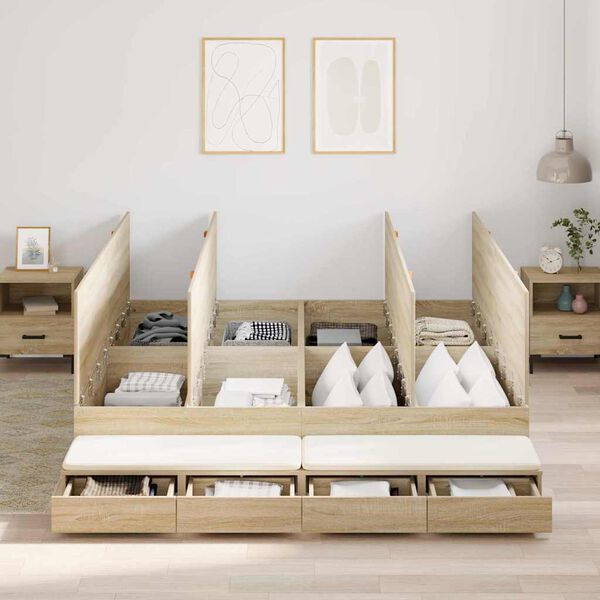 vidaXL Struttura letto con contenitore Rovere Sonoma 200 cm