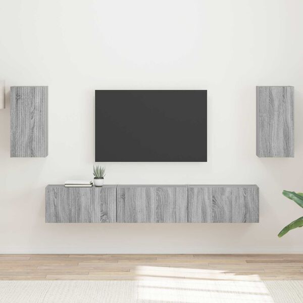 vidaXL Set mobile TV 5 pcs Grigio Sonoma Legno multistrato