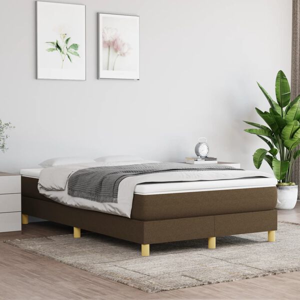 vidaXL Struttura Letto a Rete a Molle Marrone Scuro 120x200 cm Tessuto