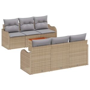 vidaXL Set Divano da Giardino con cuscino 7 pcs Beige polyrattan