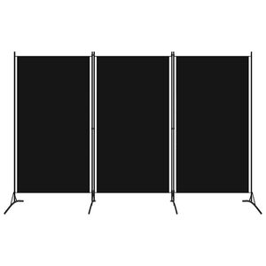 vidaXL Paravento a 3 Pannelli Nero 260x180 cm