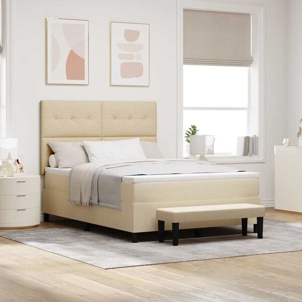 vidaXL Letto a molle con materasso Crema 140 x 200 cm Tessuto
