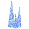 vidaXL Albero di Natale con 90 LED 3 pcs Blu 20 x 20 x 80 cm Acrilico