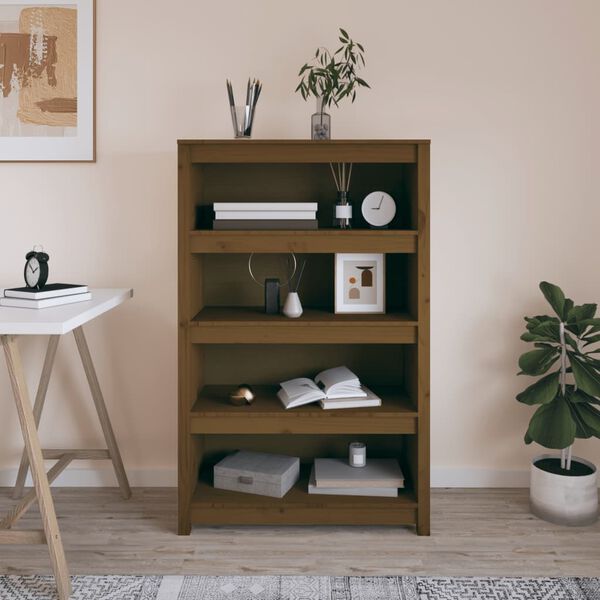 vidaXL Libreria Marrone ambra 80x35x126 cm in Legno Massello di Pino