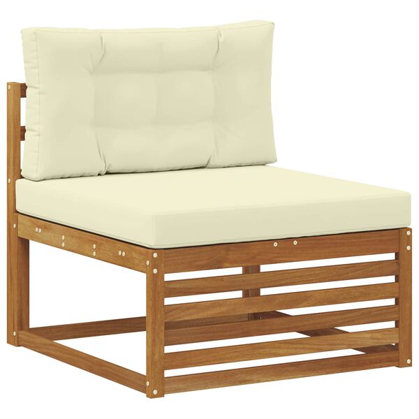 vidaXL Set divani 8 pcs Naturale e Crema Legno di Acacia Massello