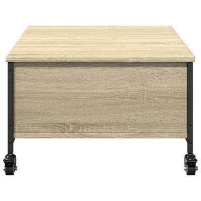 vidaXL Tavolino con Ruote Rovere Sonoma 91x55x34 cm Legno Multistrato