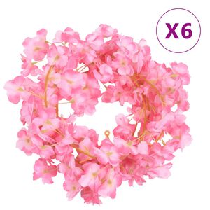 vidaXL Ghirlande Fiori 6 pz Rosa Scuro 180 cm