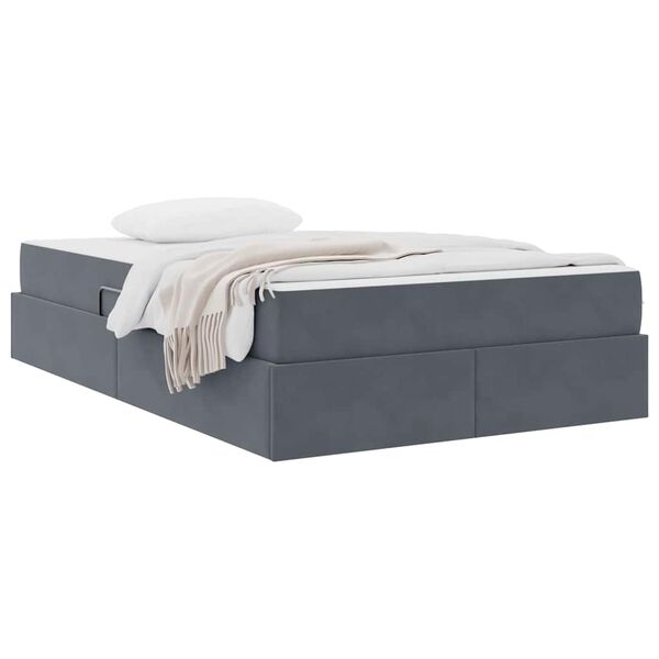 vidaXL Letto con contenitore e materasso Grigio scuro 120 x 200 cm