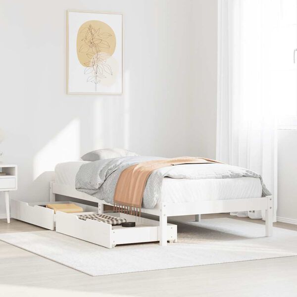 vidaXL Letto senza Materasso Bianco 75x190 in Legno Massello di Pino