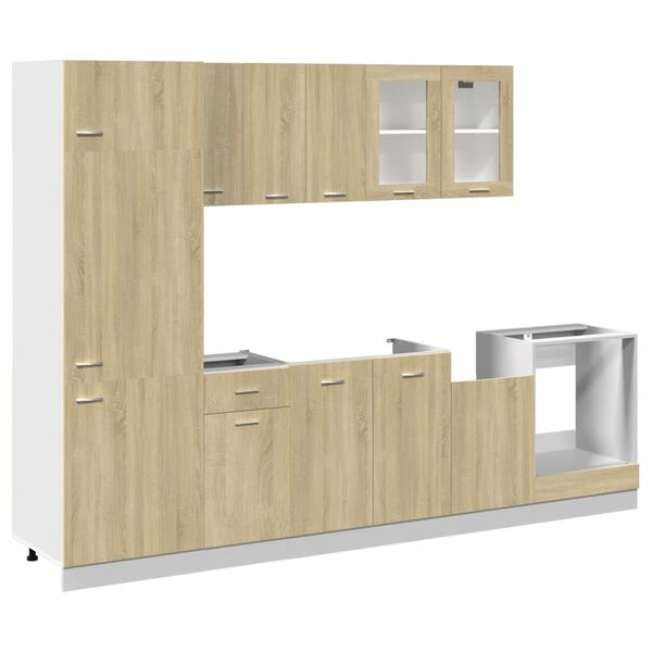 vidaXL Set Mobili da Cucina 8pz &ldquo;Lyon&rdquo; Rovere Sonoma in Truciolato