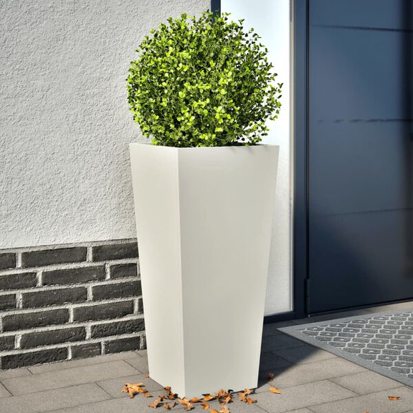 vidaXL Fioriere da Giardino 2 pz Bianche 35x35x75 cm in Acciaio