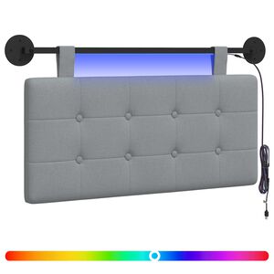 vidaXL Testiera sospesa Con luce LED Grigio Chiaro Tessuto