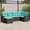 vidaXL Set Divano da Giardino 6 pz con Cuscini Nero in Polyrattan